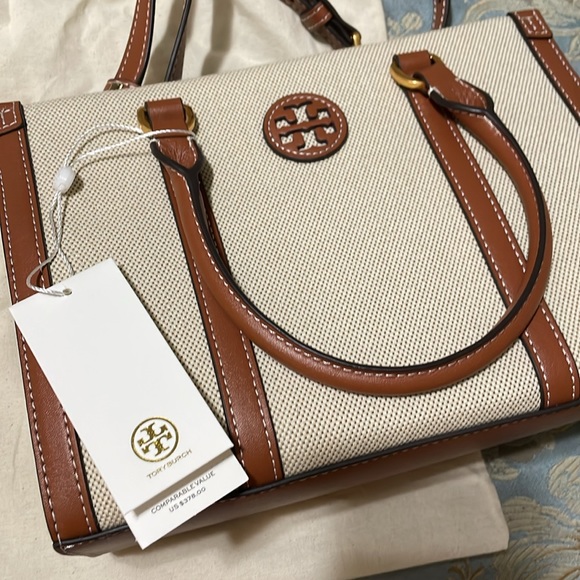 Tory Burch Blake Canvas Small Tote Brown - Picture 3 of 8